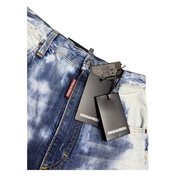 DSQUARED 2 (NWT) High Waist Glam Head Tie Dye Designer Skinny Denim Jeans Size 0 - Picture 3 of 7